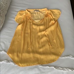 Loft | Gold Ruffle Blouse